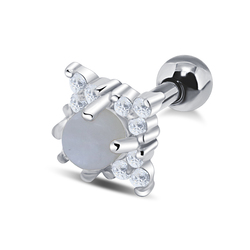 Moon Stone with CZ Ear Piercing TIP-2806